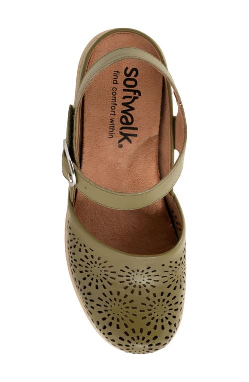 Softwalk ® Mabelle Perf Ankle Strap Platform Wedge Clog In Olive