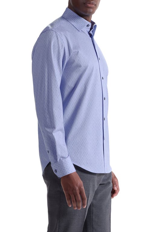 Bugatchi Jules Ooohcotton® Floral Check Print Button-down Shirt In Blue