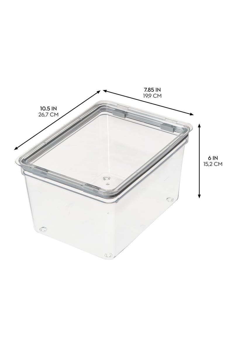 iDesign Large Food Storage Bin with Airtight Lid - Set of 2 - Clear, Alternate, color, White/Chrome