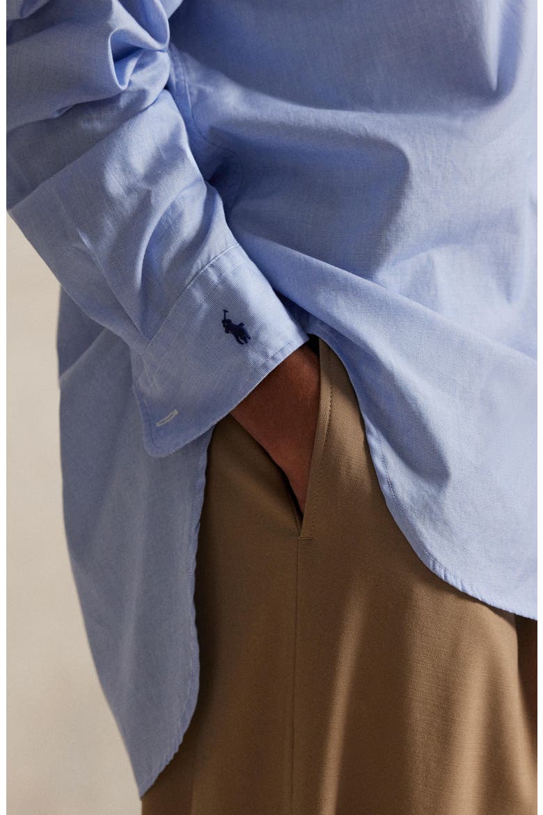 Cotton Poplin Button-Down Shirt, Alternate, color, CLASSIC MEDIUM BLUE