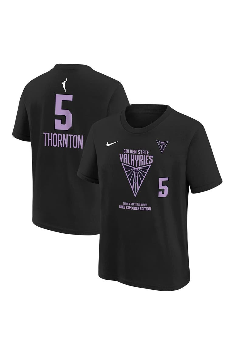Youth Nike Kayla Thornton Black Golden State Valkyries Explorer Edition Player Name & Number T-Shirt, Alternate, color, Black