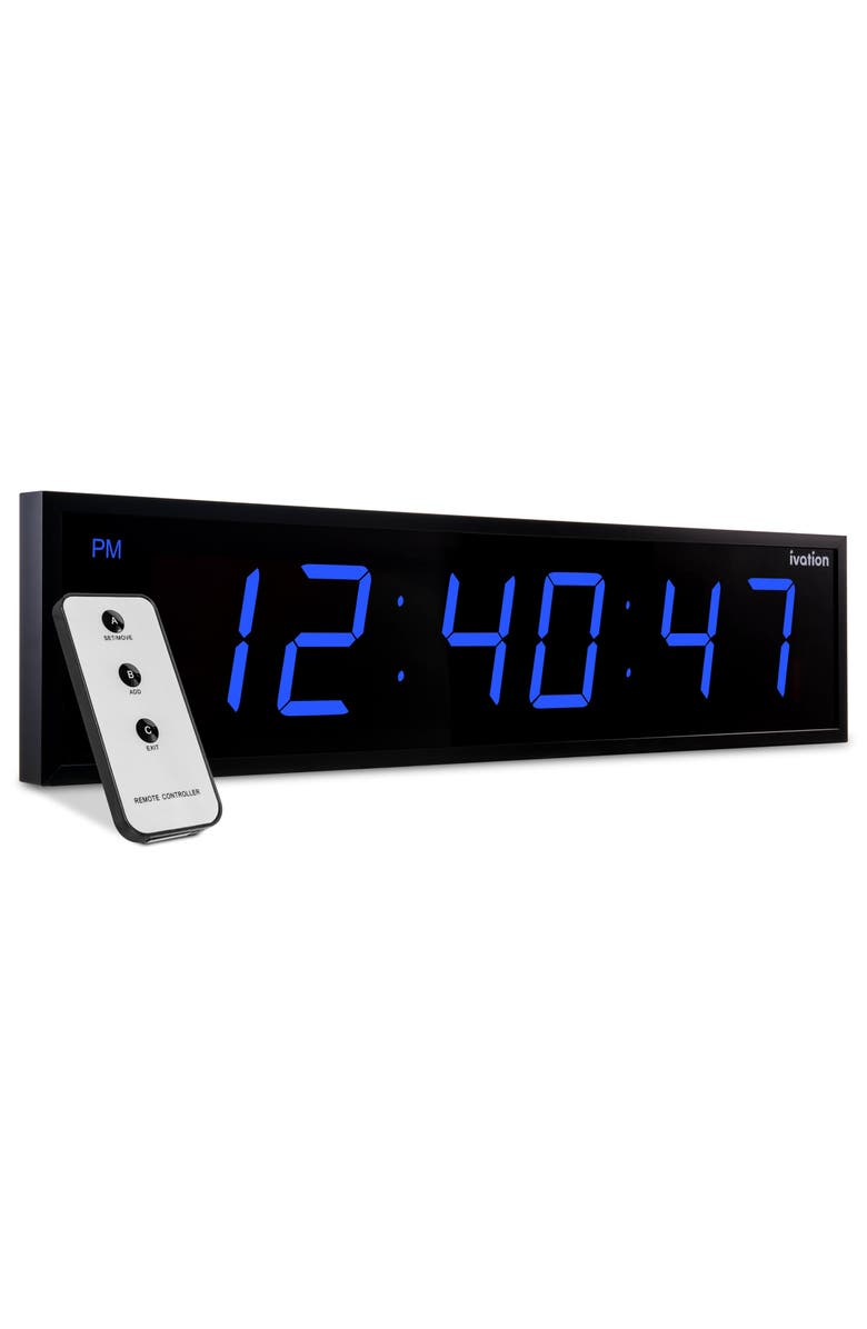 Ivation Large Digital Clock, 30 Led Wall Clock with 6-Level Brightness & Mounting Hardware, Main, color, Blue