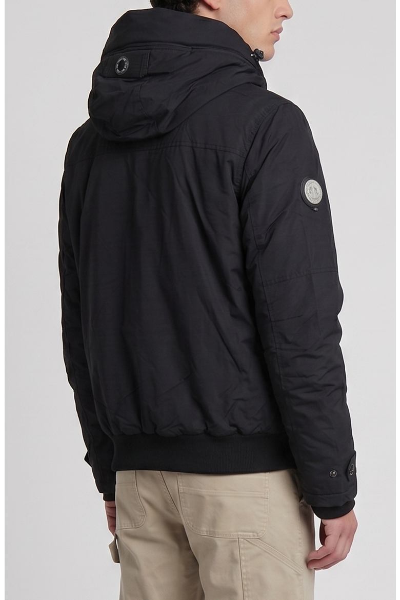 Hooded Bomber Jacket with Utility Pockets, Alternate, color, Black