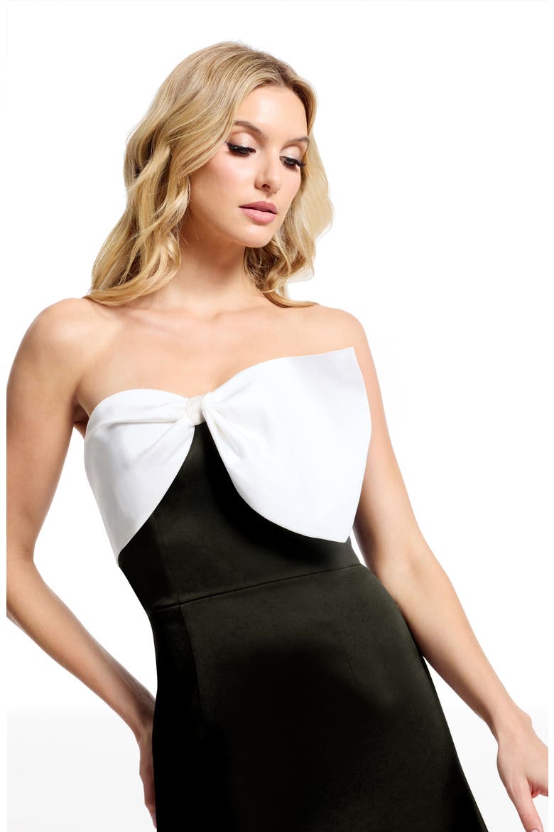 Ollie Bow Detail Strapless Cocktail Minidress, Alternate, color, BLACK/ WHITE