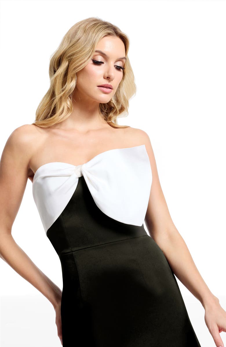 Dress the Population Ollie Bow Detail Strapless Cocktail Minidress, Alternate, color, Black/ White