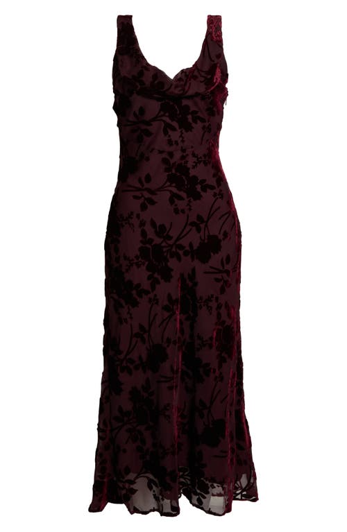 Astr The Label Floris Floral Burnout Velvet Maxi Dress In Brown