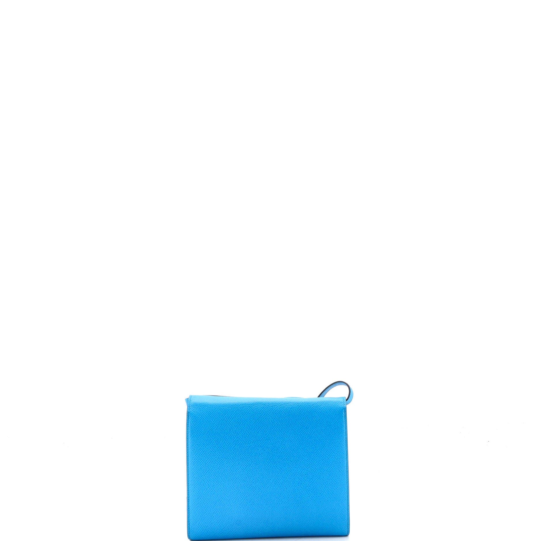 Pre-Owned Hermes Clic Wallet on Strap Epsom 16, Alternate, color, Bleu Frida