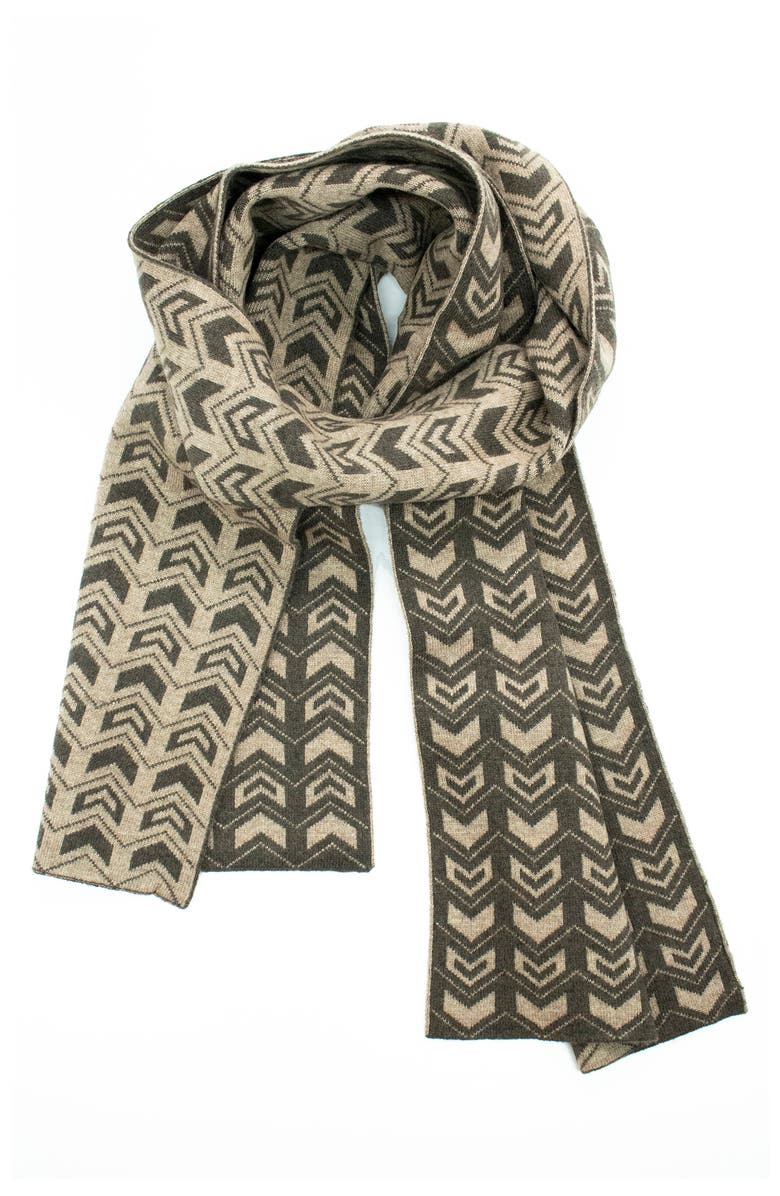 Portolano Jacquard Knit Scarf, Main, color, Chocolate/ Beaver
