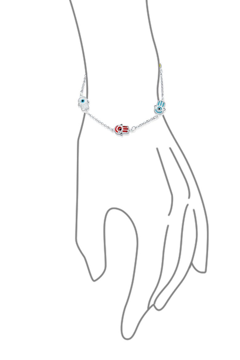 Hamsa Evil Eye Chain Bracelet, Alternate, color, MULTI-COLOR