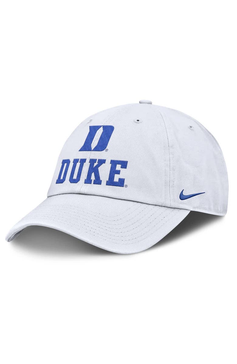 Nike Men's Nike White Duke Blue Devils 2025 Sideline Club Adjustable Hat, Main, color, 