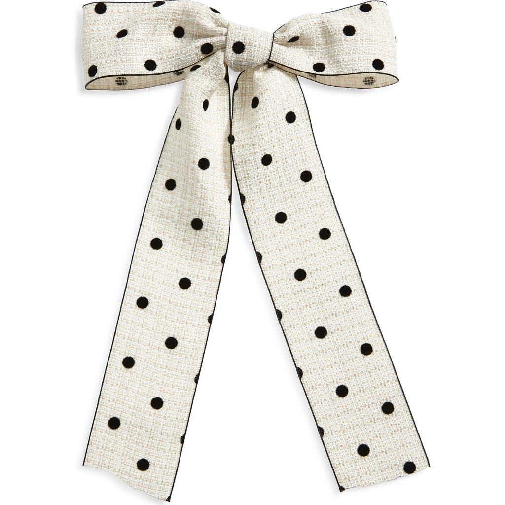 Tasha Dot Bow Barrette In White