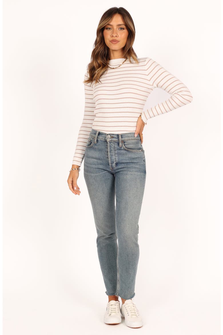 Stacie Rib Top, Alternate, color, BEIGE STRIPE