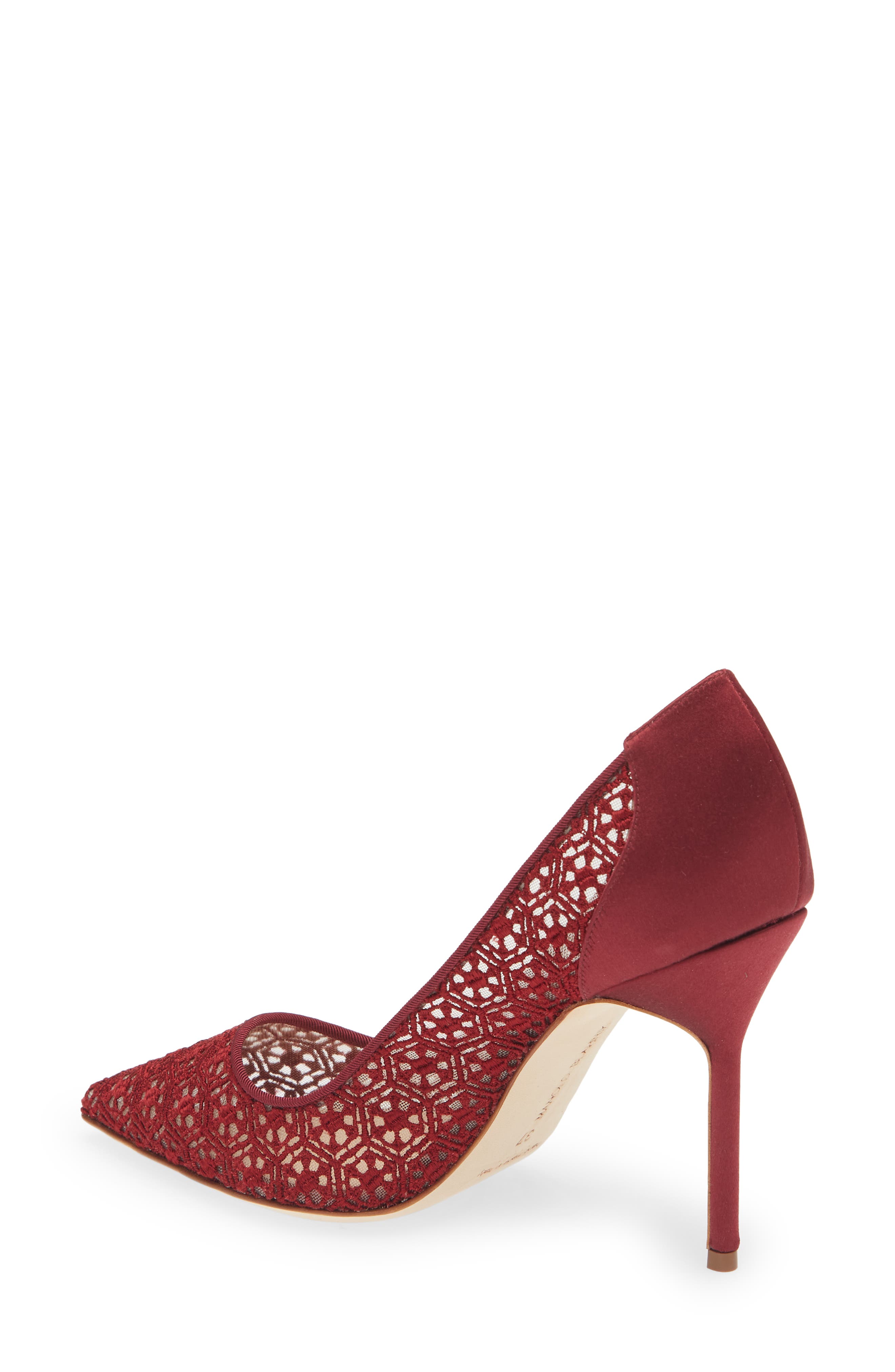 Manolo Blahnik BB Pointed Toe Lace Pump, Alternate, color, 