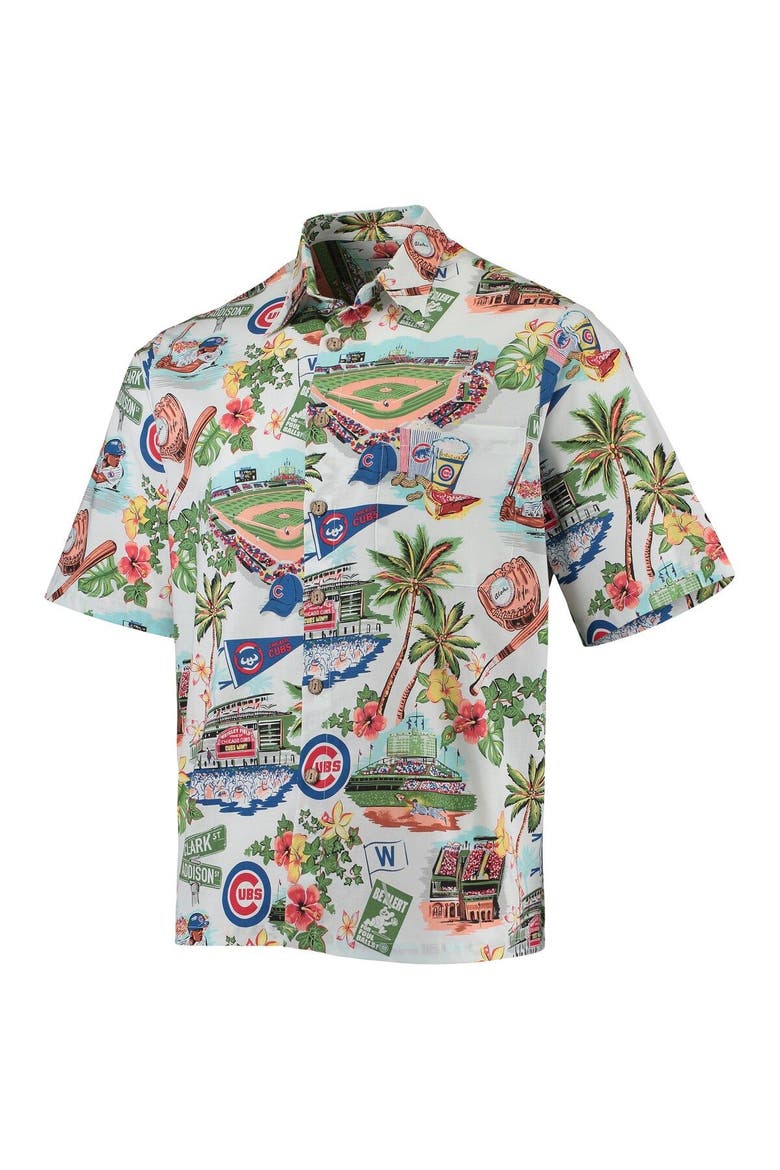 Men's Reyn Spooner White Chicago Cubs Scenic Button-Up Shirt, Alternate, color, White