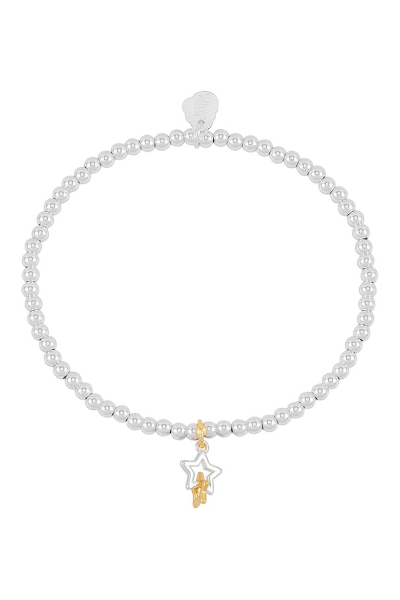 Sienna Double Star Beaded Stretch Bracelet, Main, color, GOLD AND SILVER