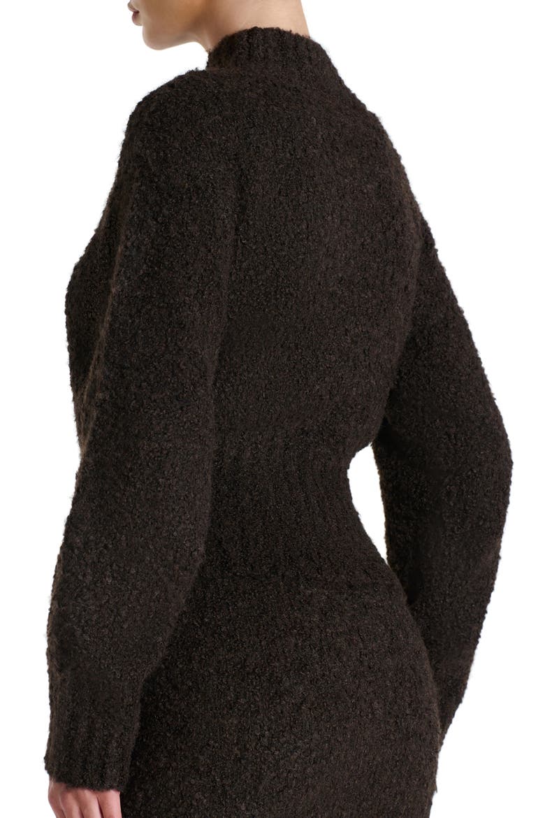 Turtleneck Bouclé Sweater, Alternate, color, DARK CHOCOLATE