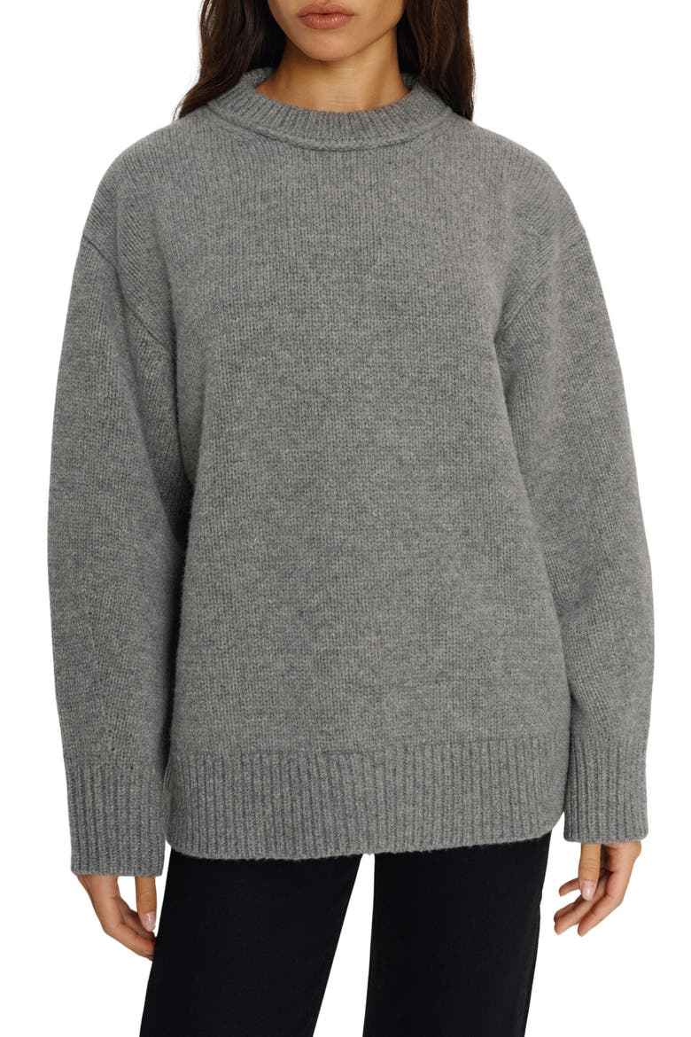 Jo Oversized Wool Sweater, Main, color, MID GREY