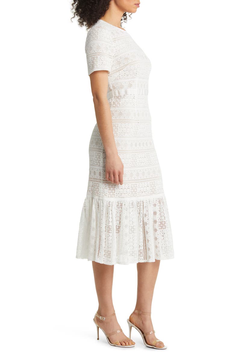 Stripe Lace Midi Dress (Nordstrom Exclusive), Alternate, color, LUCENT WHITE