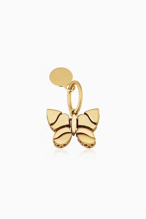 14K Gold Mosaic Butterfly Pendant Charm