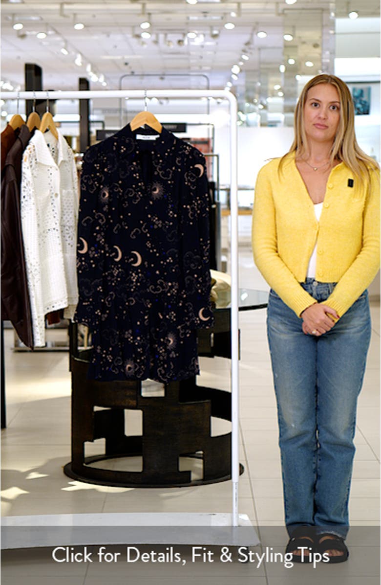 Lucien Navy Night Print Long Sleeve Minidress, sales video thumbnail