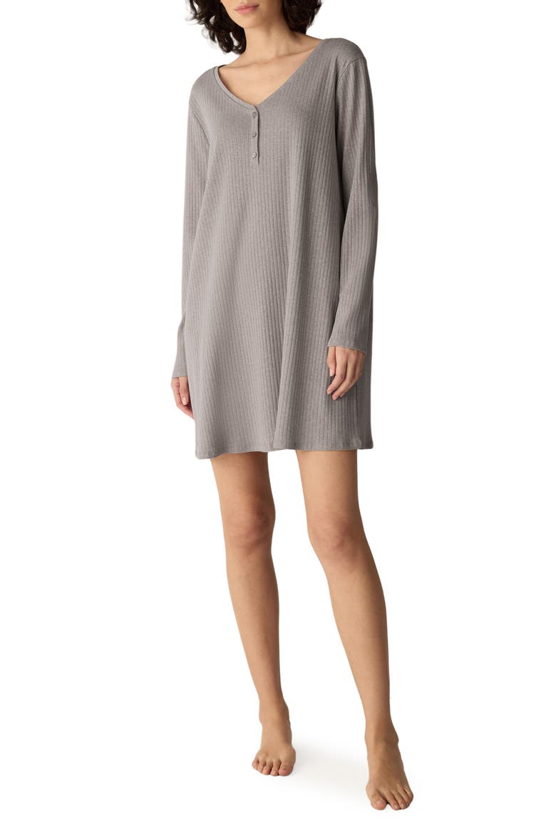 V-Neck Henley Nightgown, Main, color, TWINE