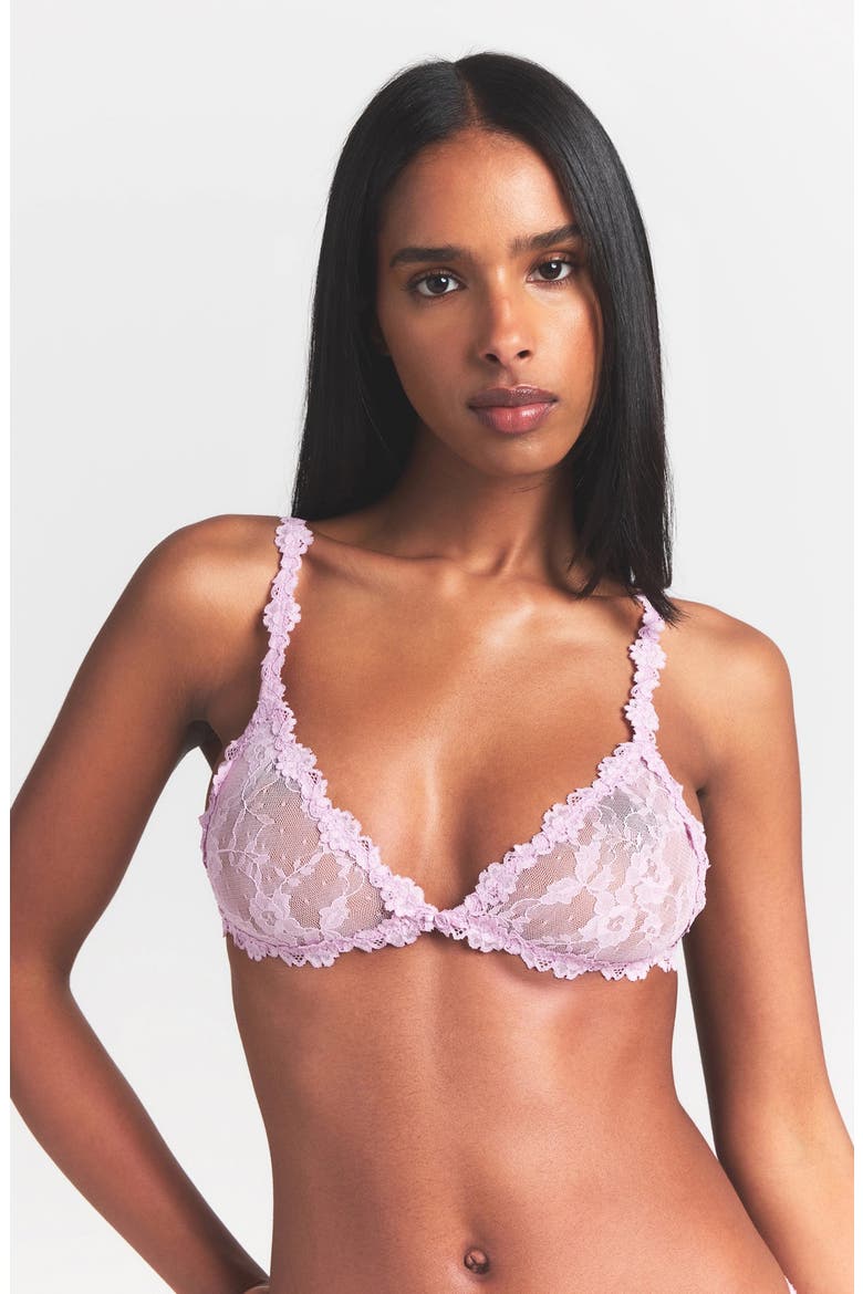 Stretch Lace Triangle Bralette, Alternate, color, BABY PINK
