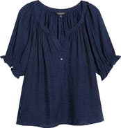 Liverpool Los Angeles Crinkled Puff Sleeve Top