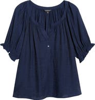 Liverpool Los Angeles Crinkled Puff Sleeve Top