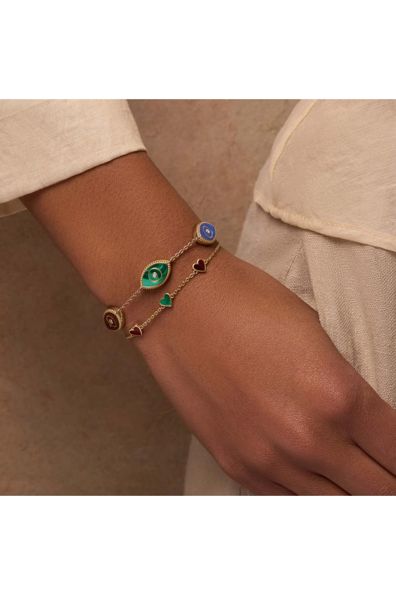 Blessed Soul Evil Eye Multi Stone Chain Bracelet, Alternate, color, Gold/Multicolor