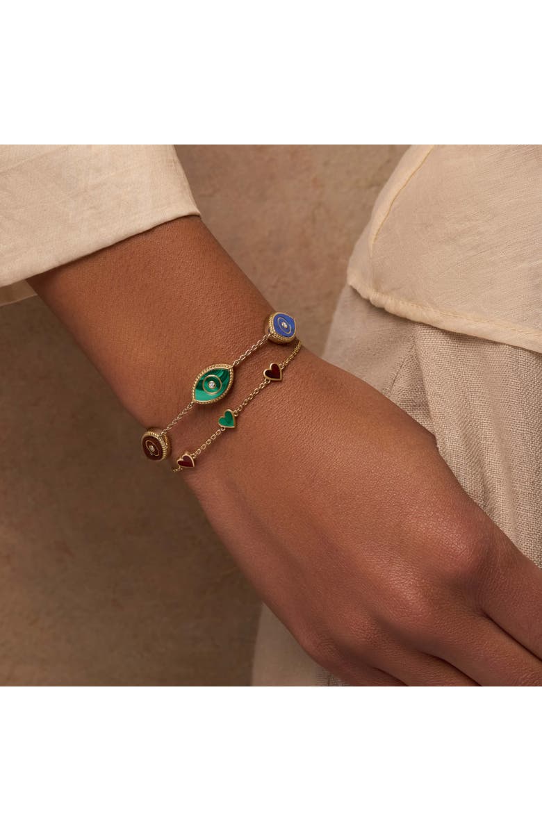 Karma and Luck Blessed Soul Evil Eye Multi Stone Chain Bracelet, Alternate, color, Gold/Multicolor