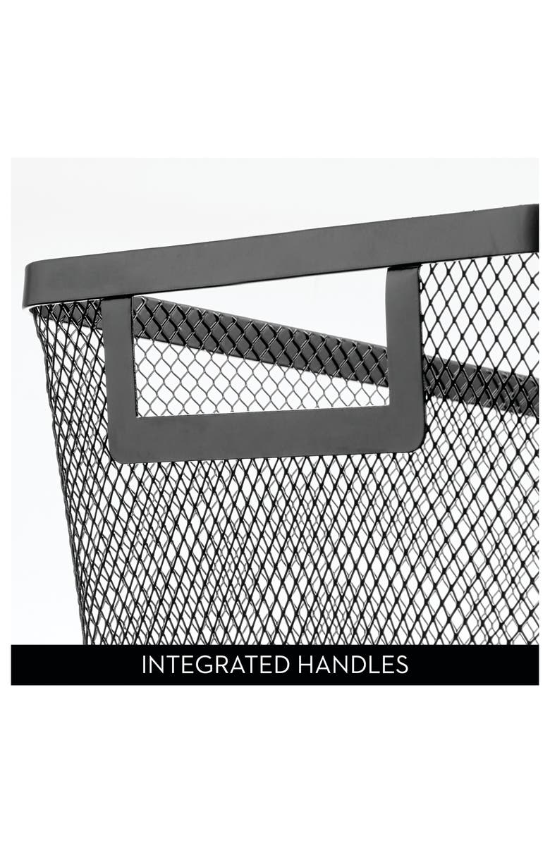 mDesign Metal Mesh Pantry Basket with Handles - Set of 4 - Matte Black, Alternate, color, Black