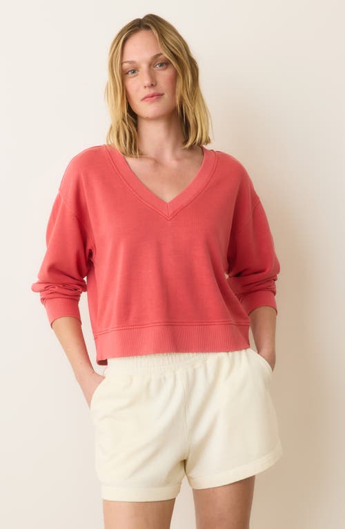 Marine Layer Lightweight Terry V Neck Sweatshirt In Coral