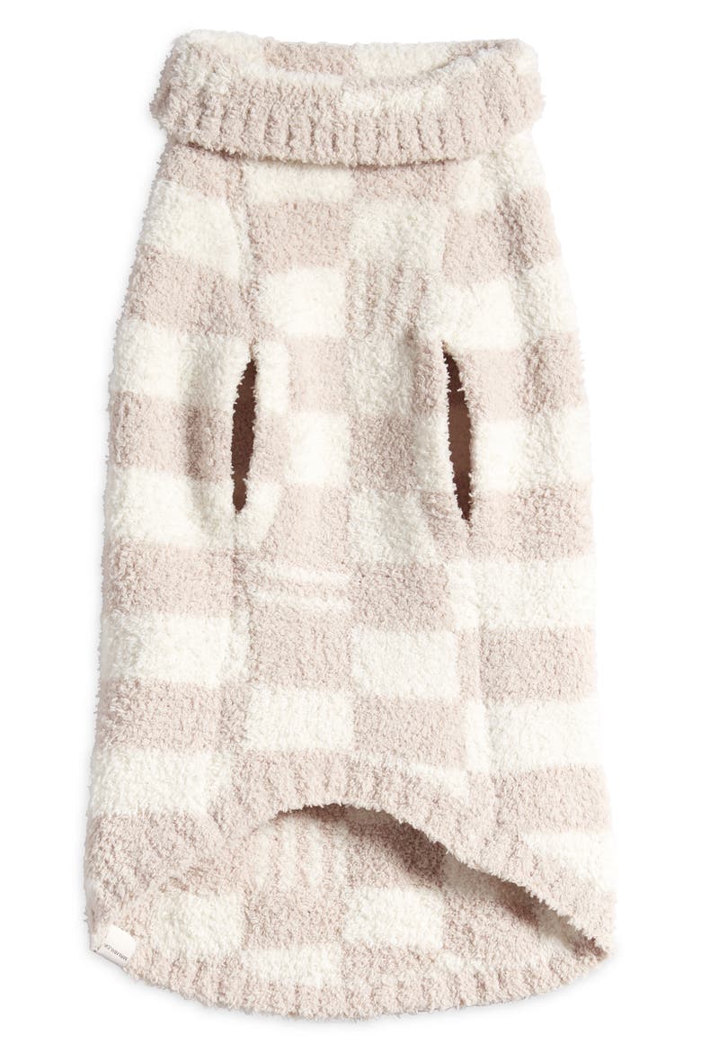 CozyChic® Checks & Stripes Pet Sweater, Main, color, STONE/ CREAM