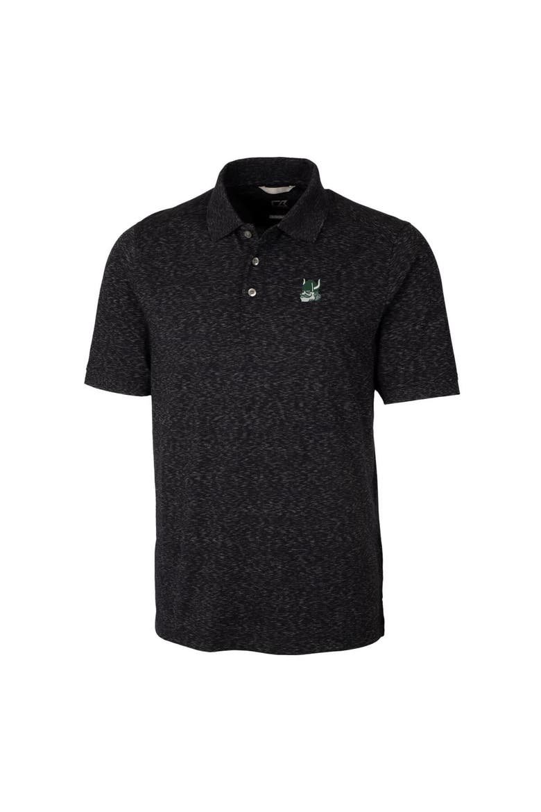 Men's Cutter & Buck Black Portland State Vikings Vault Advantage Tri-Blend Space Dye Big & Tall Polo, Alternate, color, Black