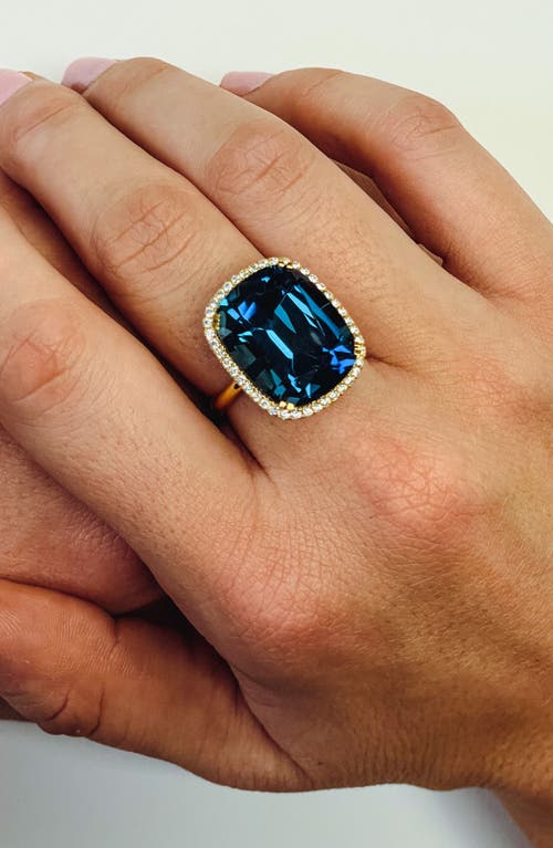 Goshwara Gossip Cushion Cut Blue Topaz & Diamond Cocktail Ring In Blue