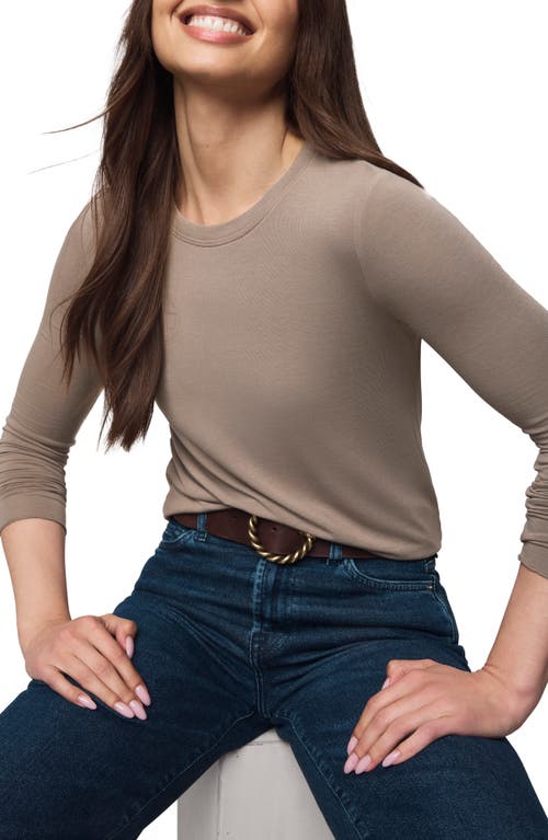 Splendid Long Sleeve Crewneck T-shirt In Brown