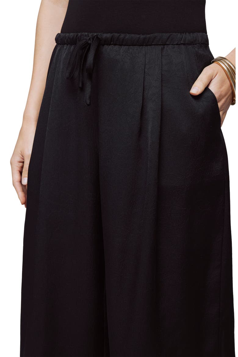 Valerie Wide Leg Satin Drawstring Pants, Alternate, color, BLACK