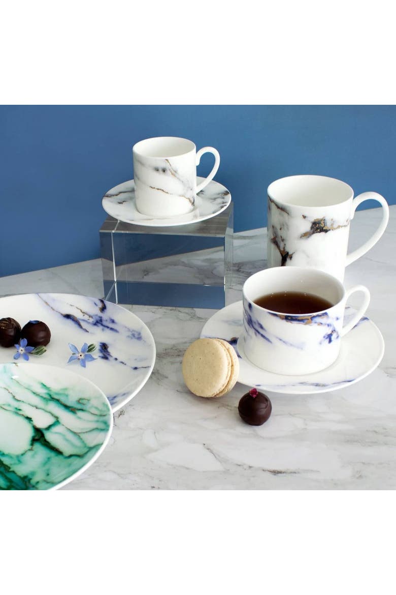 Marble Venice Fog Espresso Cup & Saucer, Alternate, color, White