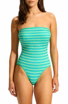 Seafolly Laser Cutout Bandeau One-Piece Swimsuit