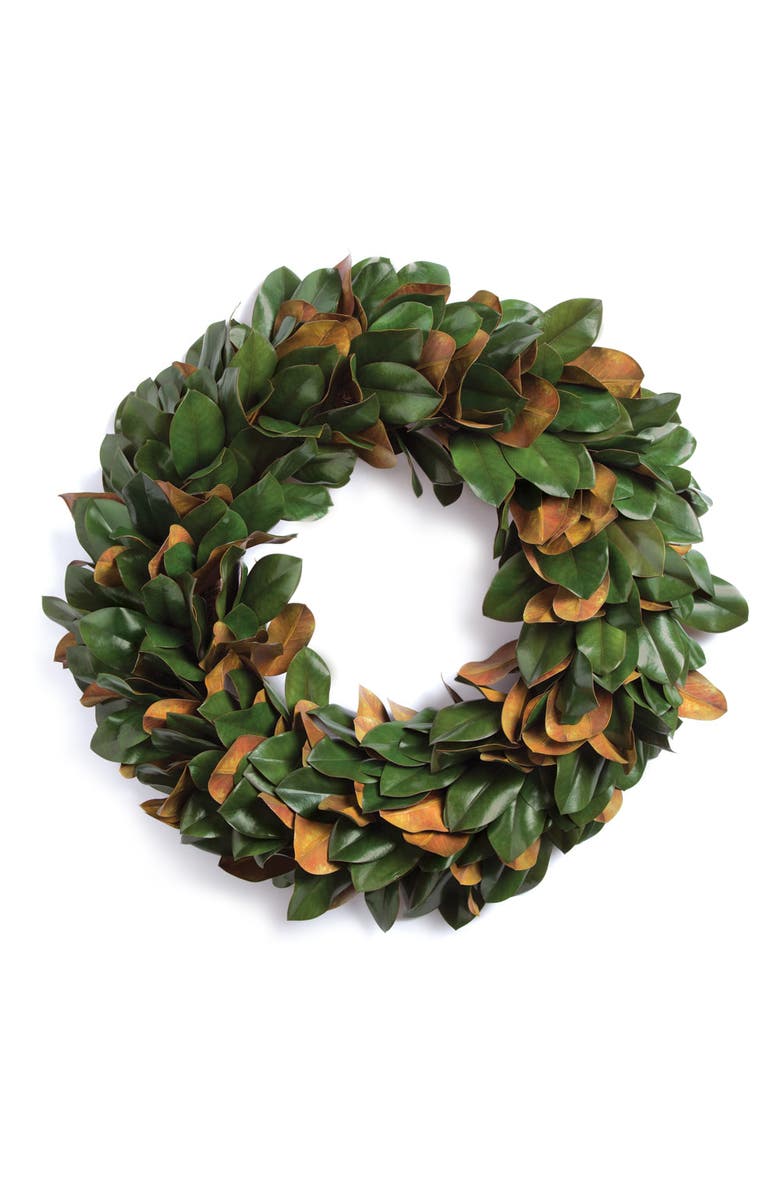 Napa Home & Garden Grand Magnolia Leaf Wreath 30", Main, color, Green