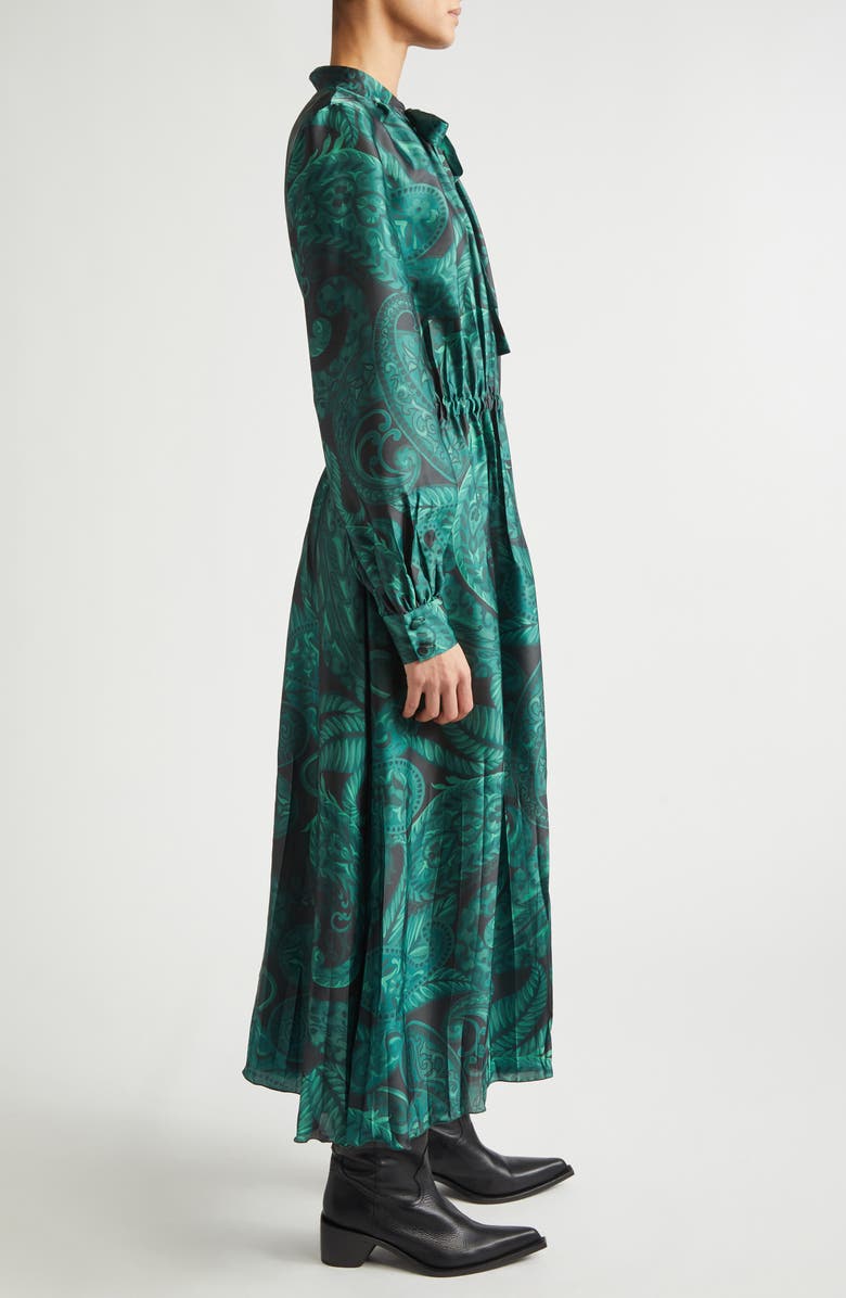 Etro Paisley Print Gathered Long Sleeve Shirtdress, Alternate, color, Stampa F.do Verde