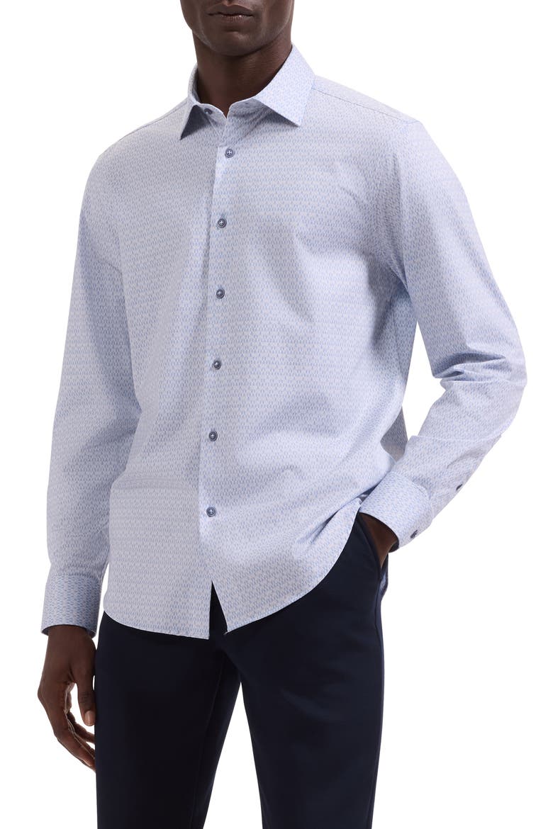 Jimmy OoohCotton® Dash Print Button-Up Shirt, Main, color, AIR BLUE