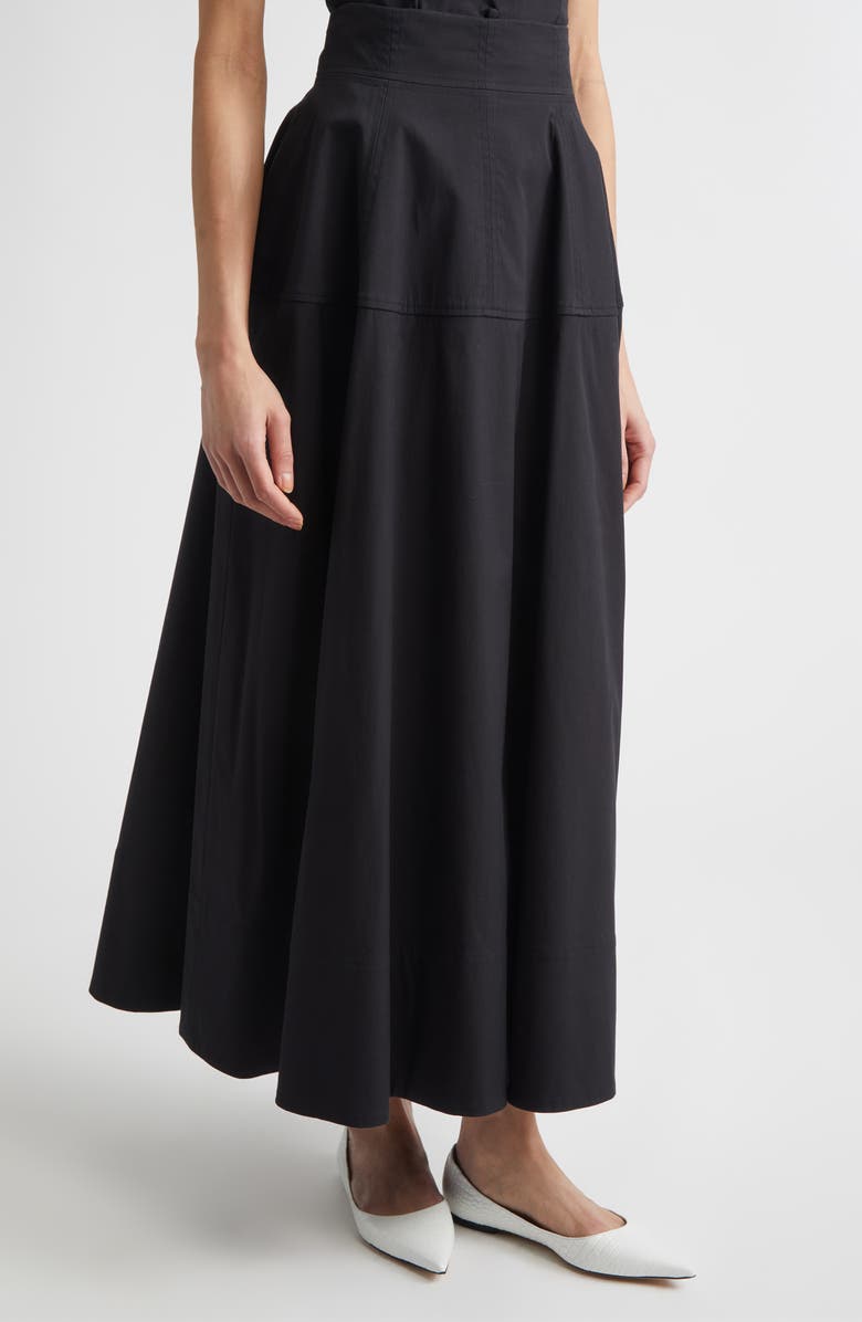 Lela Rose Cotton Blend Stretch Poplin Skirt, Main, color, Black