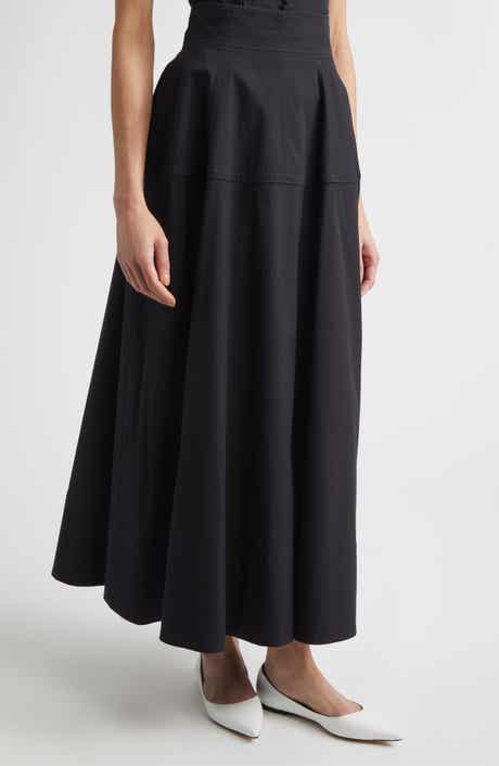 Cotton Blend Stretch Poplin Skirt