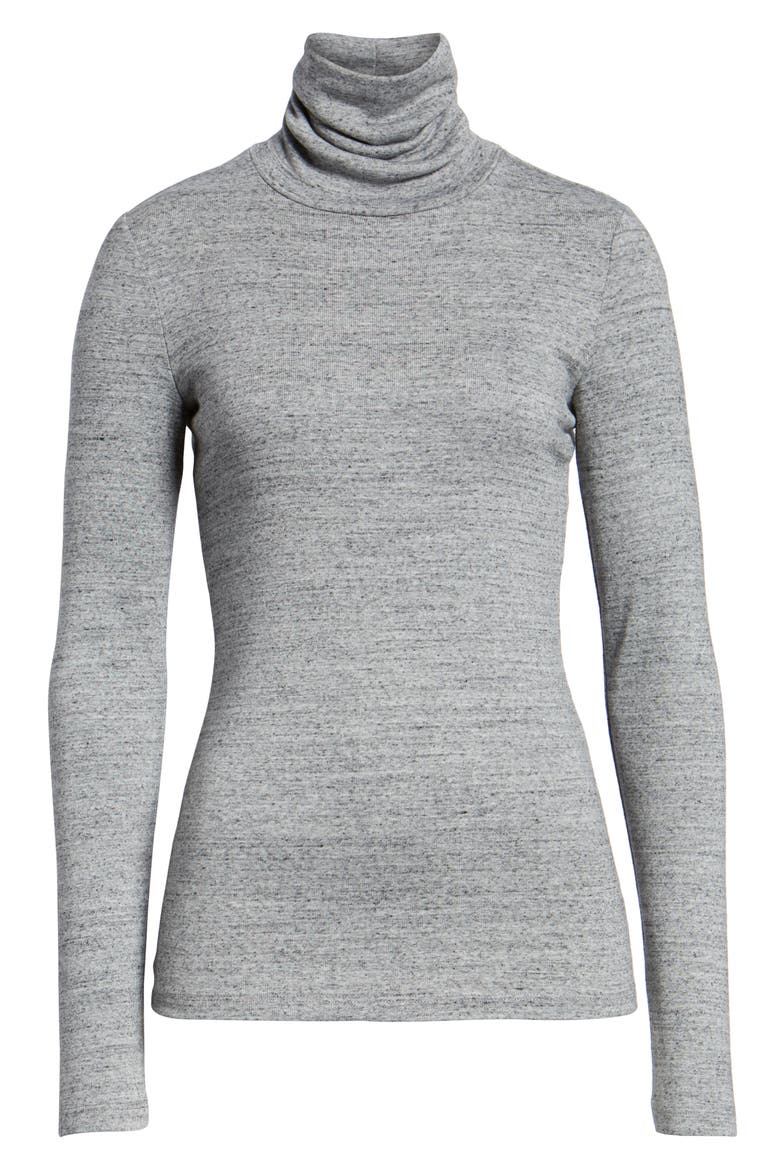 Ribbed Turtleneck, Alternate, color, HEATHER GREY