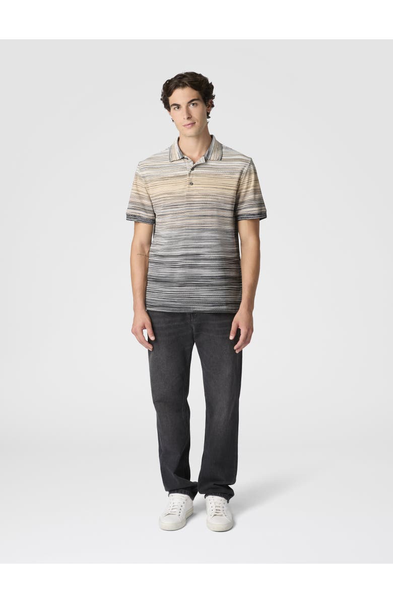 Missoni Short Sleeve Polo With Flame Knit, Alternate, color, Grey