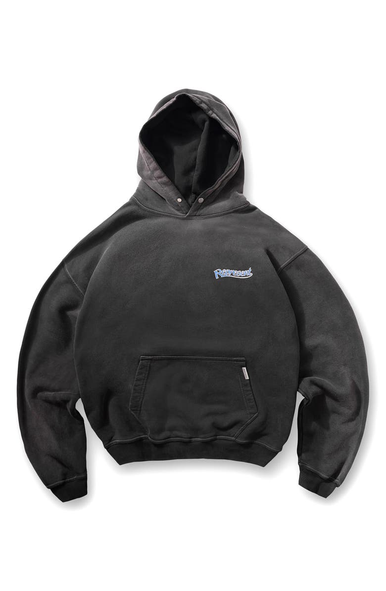 Represent Showcasing Graphic Hoodie, Alternate, color, Stained Black
