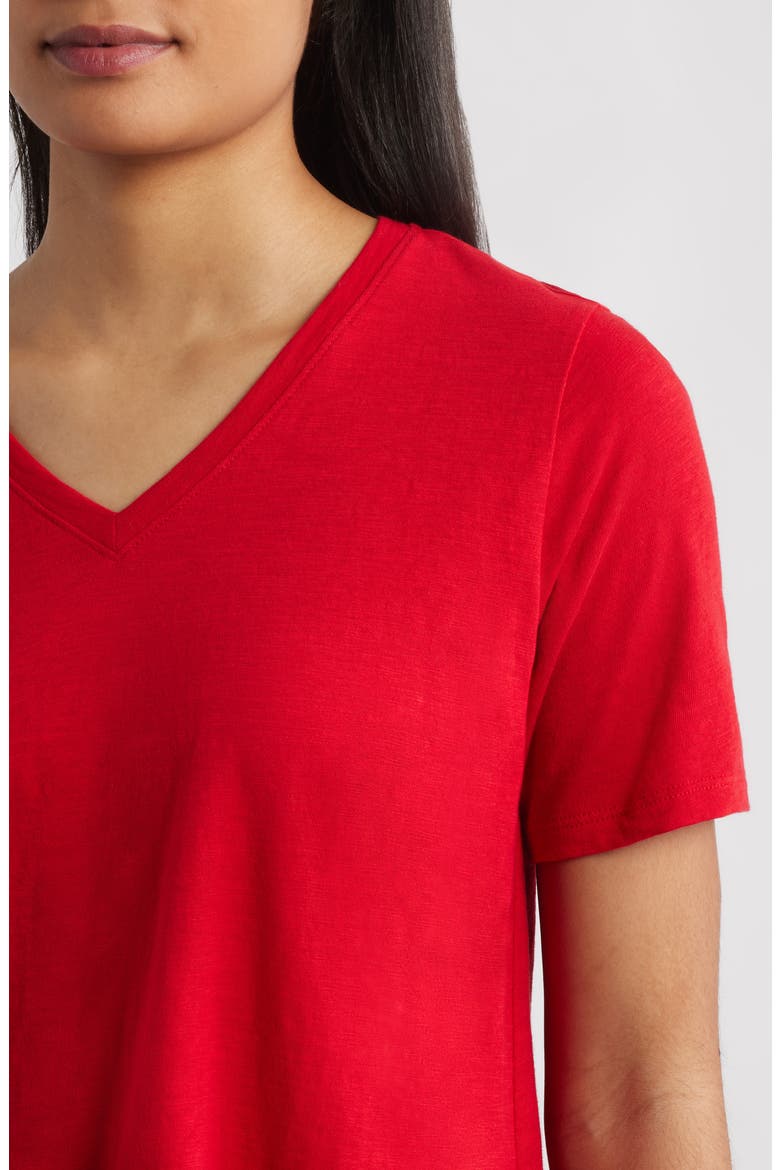 Easy V-Neck Organic Cotton T-Shirt, Alternate, color, CRIMSON