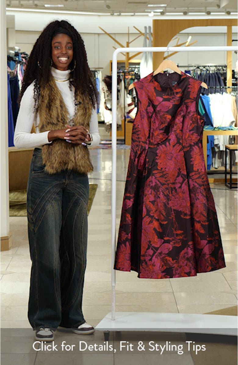 Chrysanthemum Jacquard Fit & Flare Cocktail Dress, sales video thumbnail