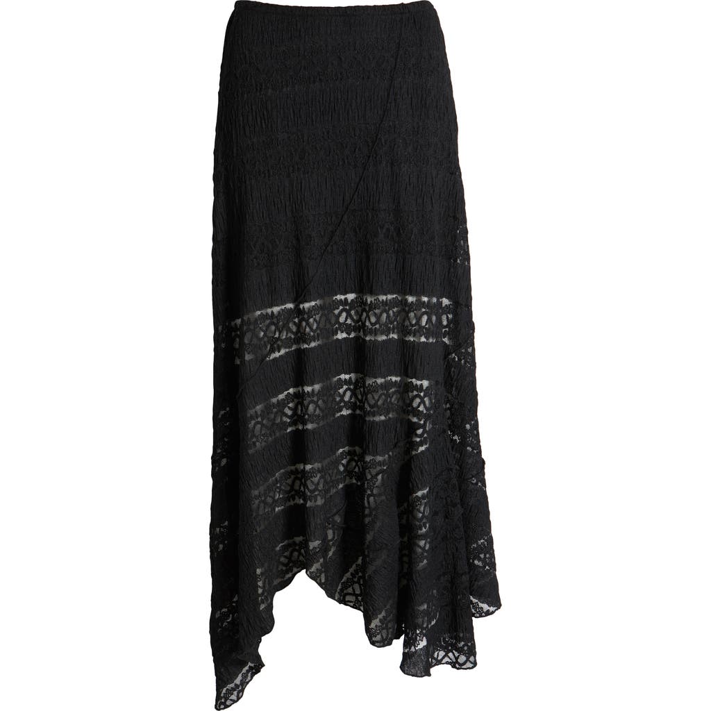 Bp. Asymmetric Lace Midi Skirt In Black